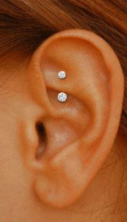 Rook Piercing With Silver Anchors