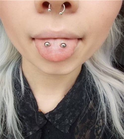 Septum And Venom Piercing With Silver Barbell