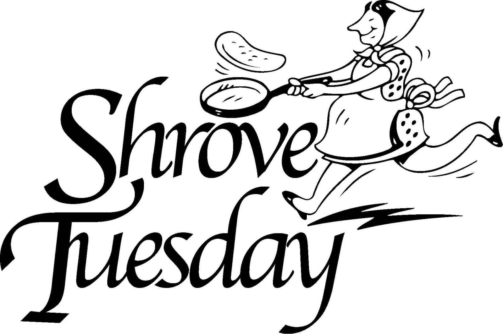 Shrove Tuesday Tossing Pancakes Black And White Clipart