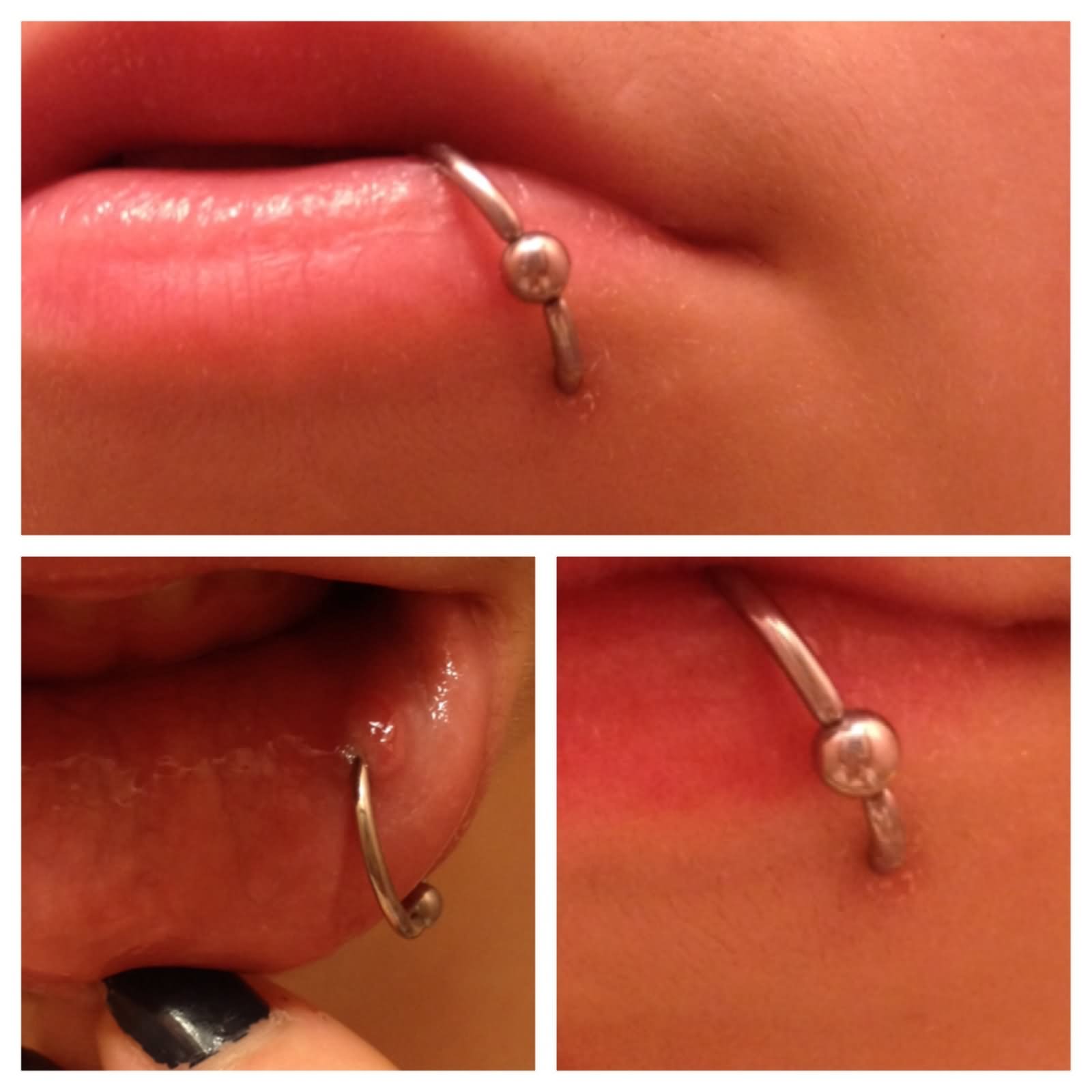 Silver Bead Ring Lips Piercing
