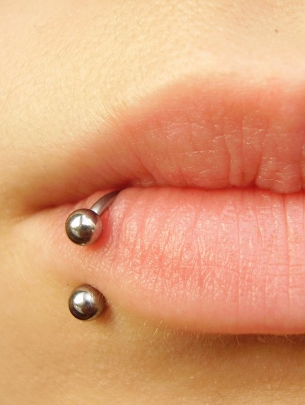 Silver Circular Barbell Lower Lip Piercing