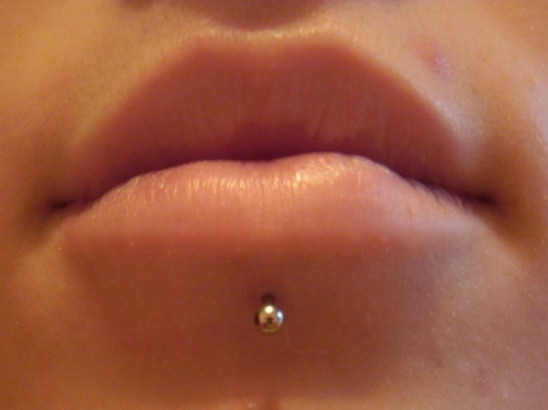 Silver Stud Lip Piercing Picture For Girls