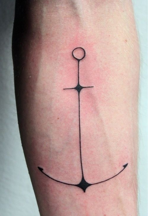 Simple Black Anchor Tattoo Design For Men Forearm