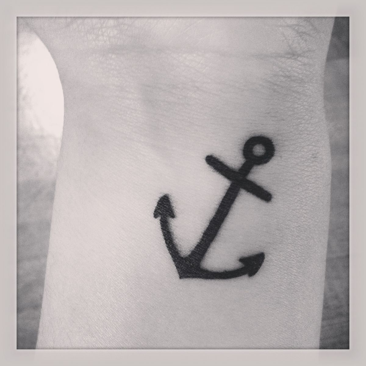 Simple Black Anchor Tattoo Design For Wrist By Alexandrine Langlois