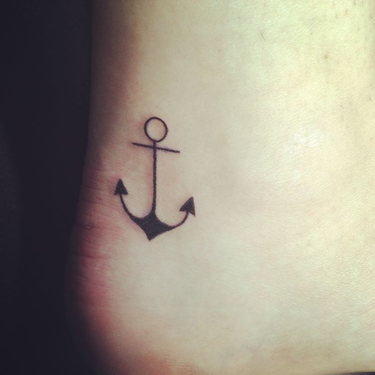 Simple Black Anchor Tattoo On Ankle By Aele Castro