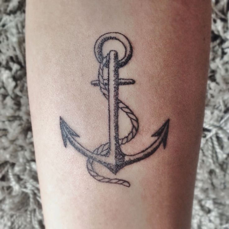 Simple Black Ink Anchor Tattoo Design For Forearm