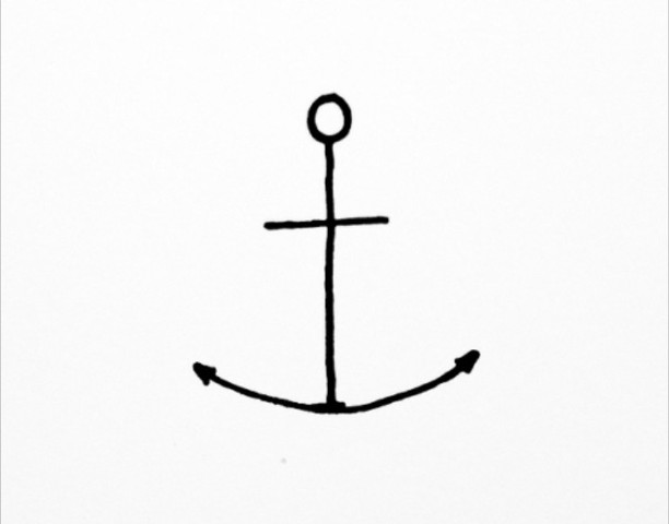 Simple Black Outline Anchor Tattoo Stencil
