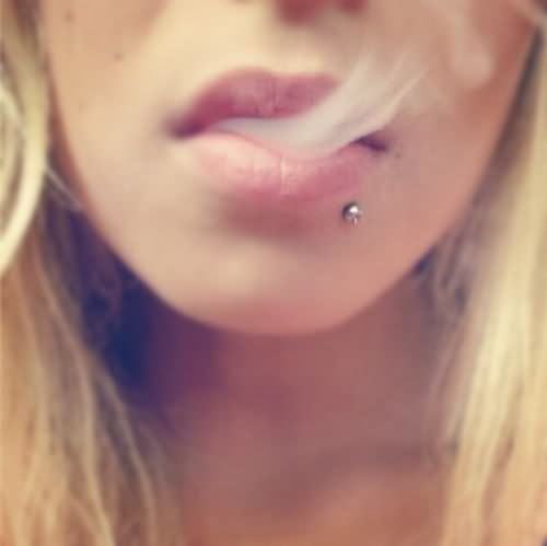 Smoking Girl With Lips Piercing