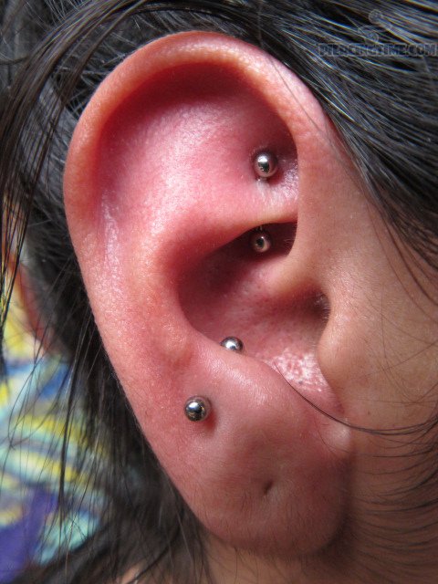 Snug And Rook Piercing On Girl Right Ear