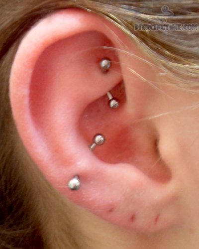 Snug And Rook Piercing With Curved Silver Barbells