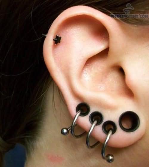 Spiral Lobe And Cartilage Piercings For Girls