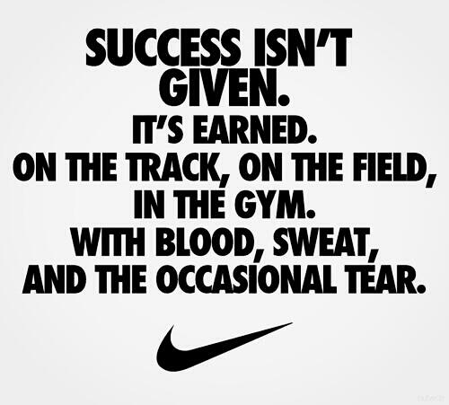 Success isn't given. It's earned. On the track, on the field, in the gym. With blood, sweat, and tears