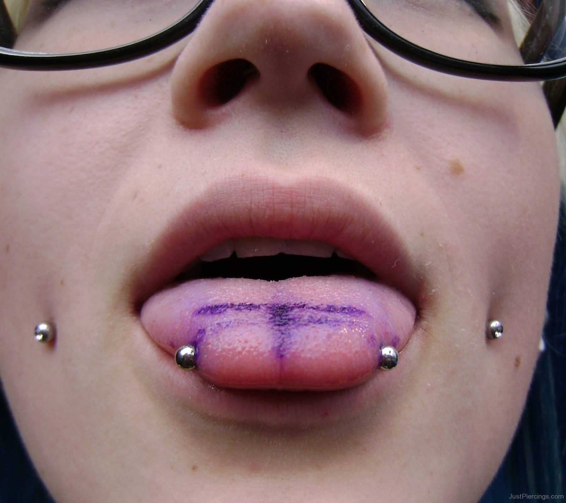 Surface Tongue And Cheek Piercing Ideas For Girls