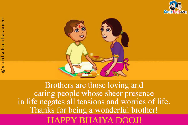 Thanks For Being A Wonderful Brother Happy Bhai Dooj