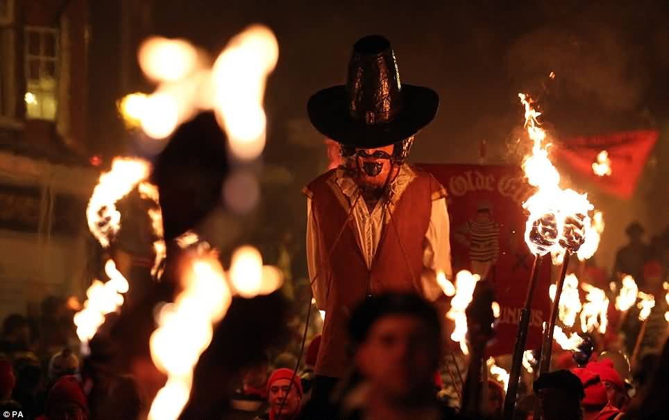 The Effigy Of Guy Fawkes Is Carried Through The Streets During Guy Fawkes Parade