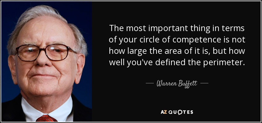 The most important thing in terms of your circle of competence is not how large the... Warren Buffett