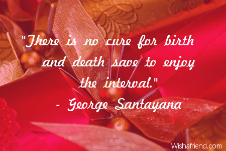 There is no cure for birth and death save to enjoy the interval. George Santayana