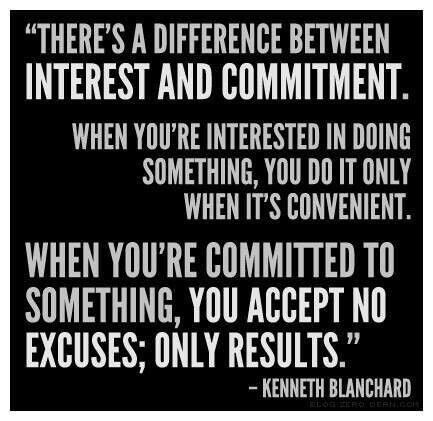 There's a difference between interest and commitment. When you're interested in doing something, you do it only when convenient. When you're ... Kenneth Blanchard