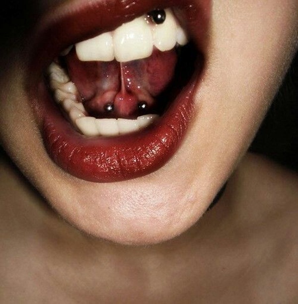Tongue Frenulum And Smiley Piercing For Girls