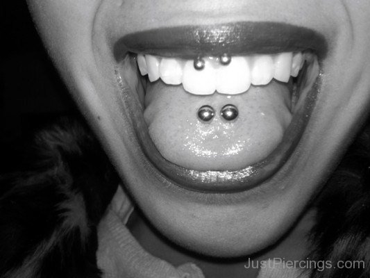 Tongue Piercing And Smiley Piercing For Girls