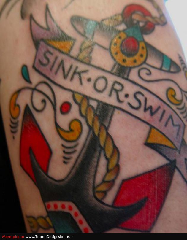 Traditional Anchor With Banner Tattoo Design For Shoulder