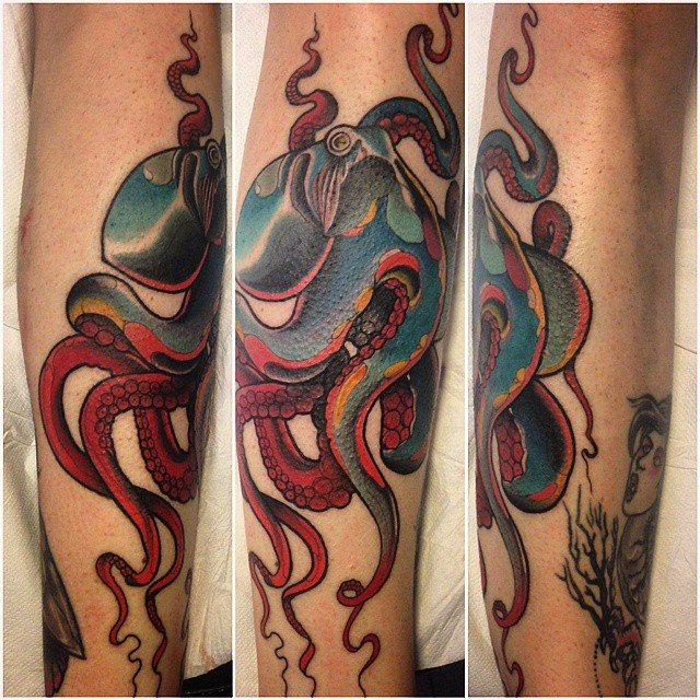 Traditional Octopus Tattoo Design For Sleeve