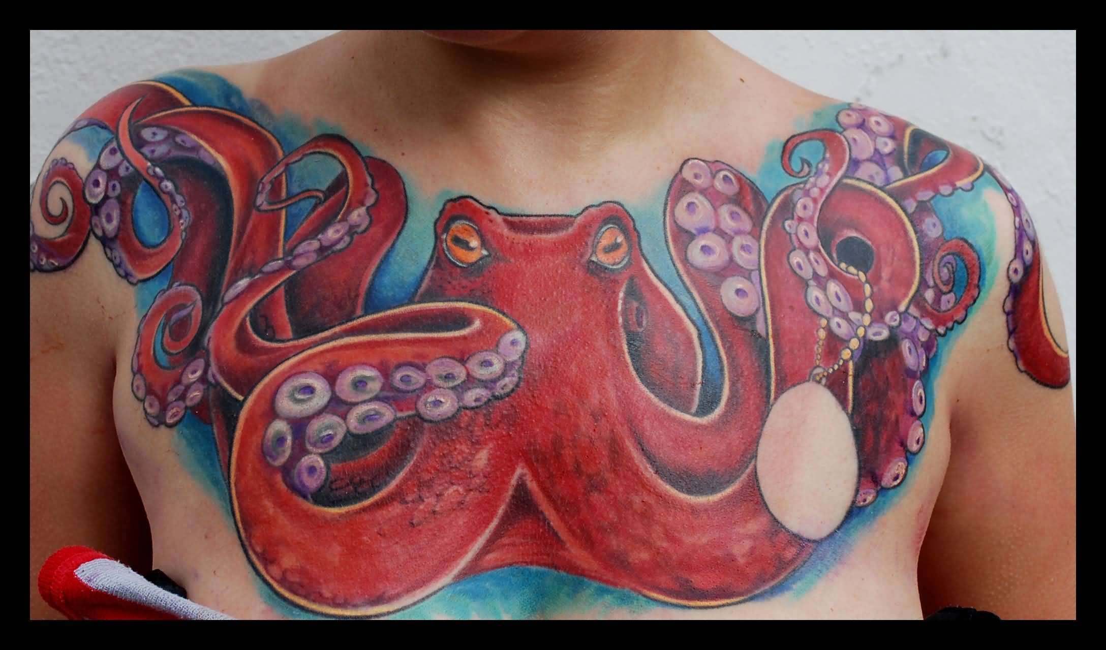 Traditional Octopus Tattoo On Man Chest