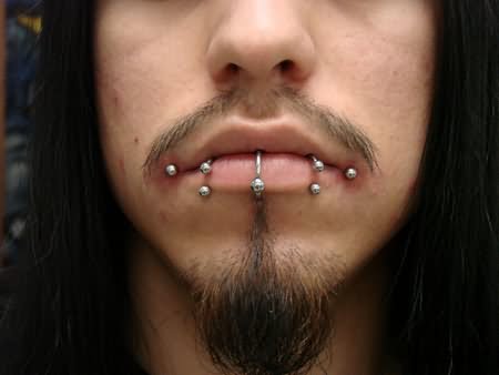 Triple Lip Piercing For Men