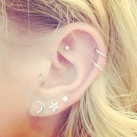 Triple Lobe, Tragus And Rook Piercing Picture
