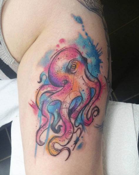 Watercolor Octopus Tattoo Design By Josie Sexton