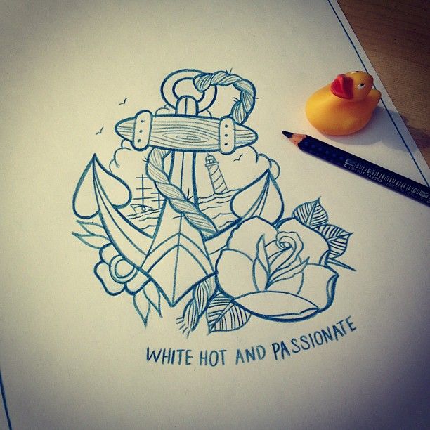 White Hot And Passionate - Awesome Anchor With Roses Tattoo Design By Mr Curtis