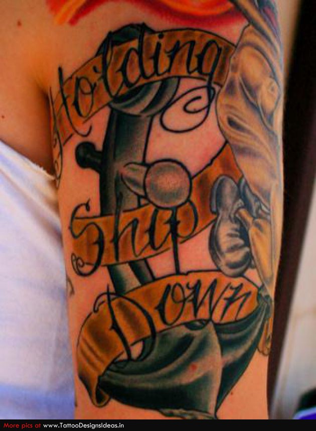 Wonderful Anchor With Banner Tattoo On Half Sleeve