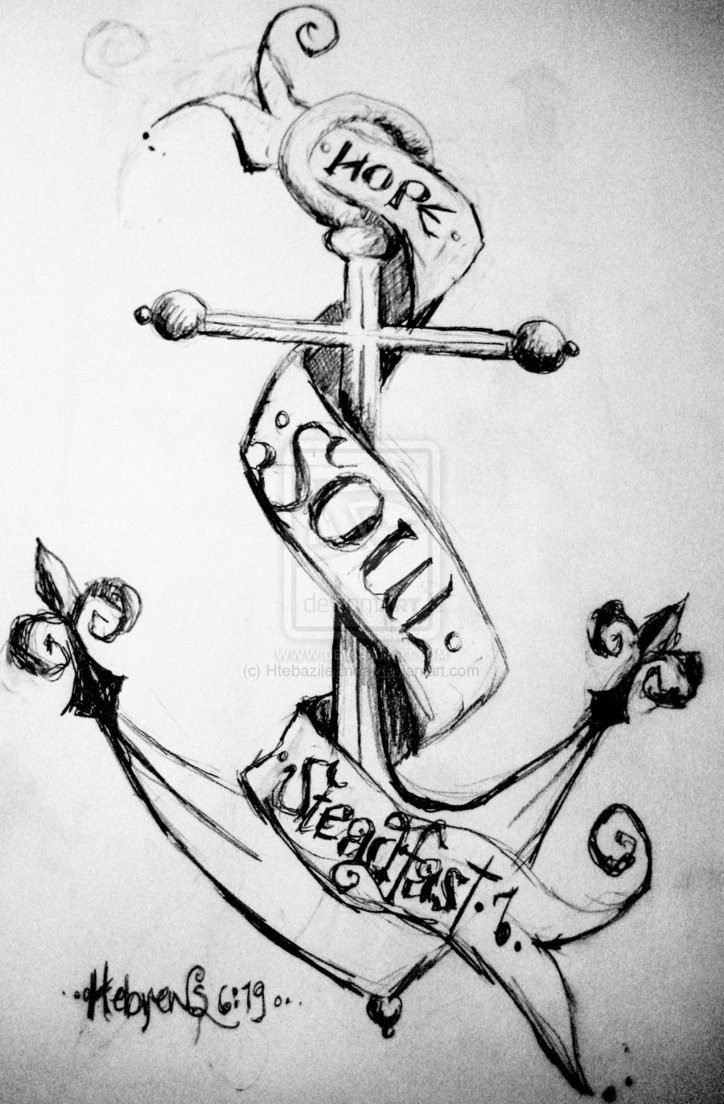 Wonderful Black Ink Anchor With Banner Tattoo Design