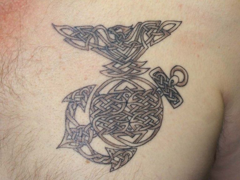 Wonderful Celtic Eagle With Anchor Tattoo Design