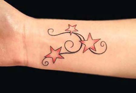 Amazing Pink Star Tattoos On Wrist
