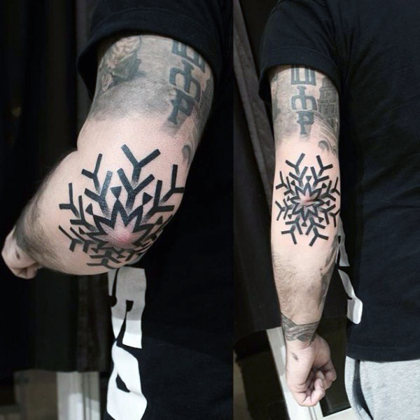 Amazing Star Elbow Tattoo For Men