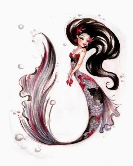 Attractive Beautiful Mermaid Tattoo Design