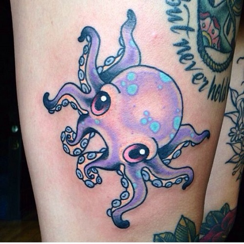 Attractive Cute Small Octopus Tattoo Design For Half Sleeve