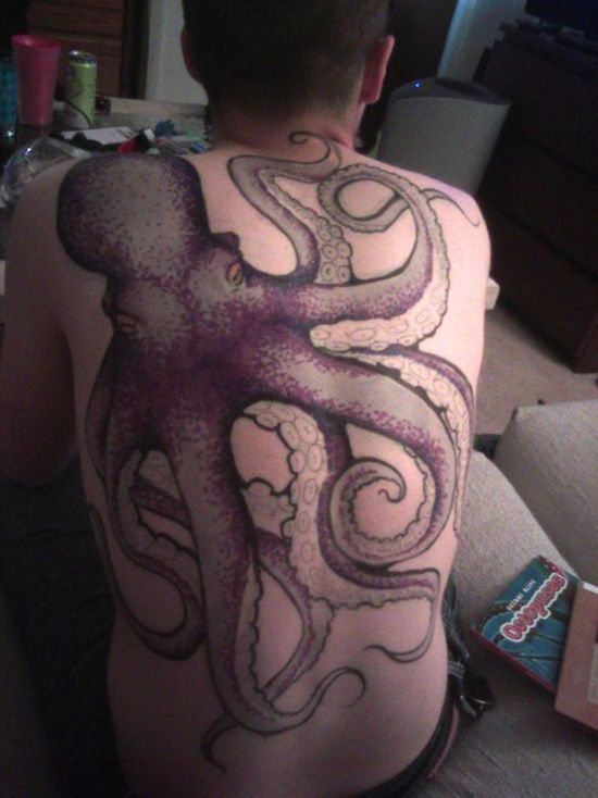 Attractive Octopus Tattoo On Man Full Back