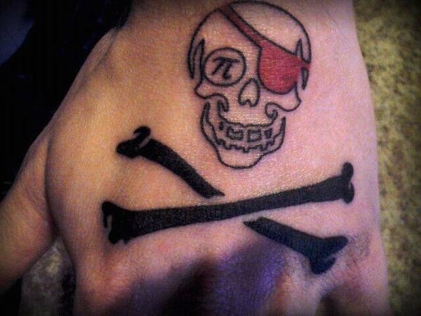 Attractive Pirate Symbol Tattoo On Left Hand