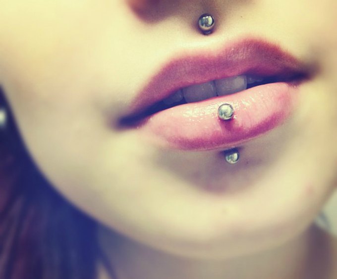 Awesome Lower Lip And Medusa Piercing