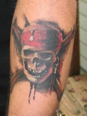 Awesome Pirate Skull With Crossbone Tattoo Design For Forearm