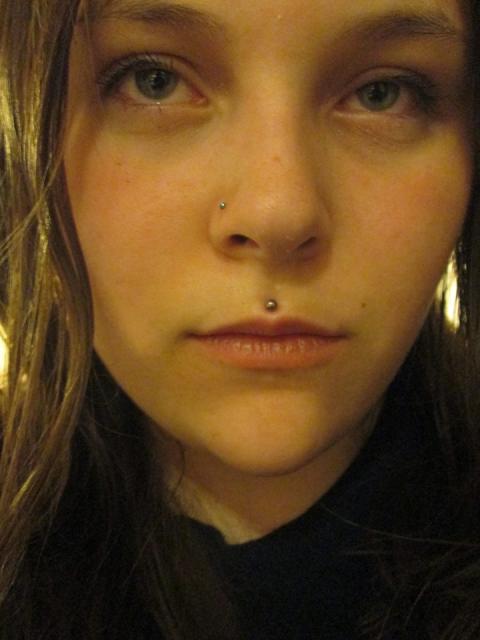 Awesome Right Nostril And Medusa Piercing For Women