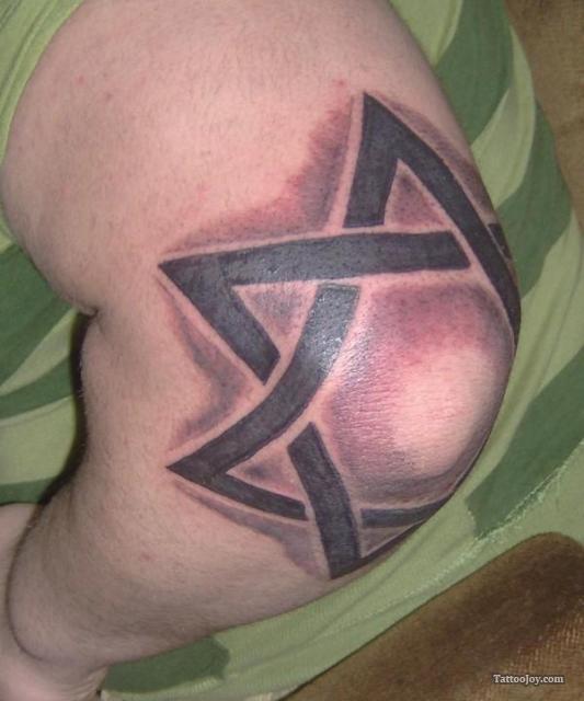 Awesome Star Elbow Tattoo For Men