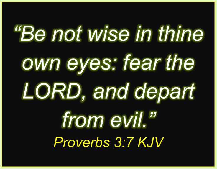 Be not wise in thine own eyes fear the LORD, and depart from evil