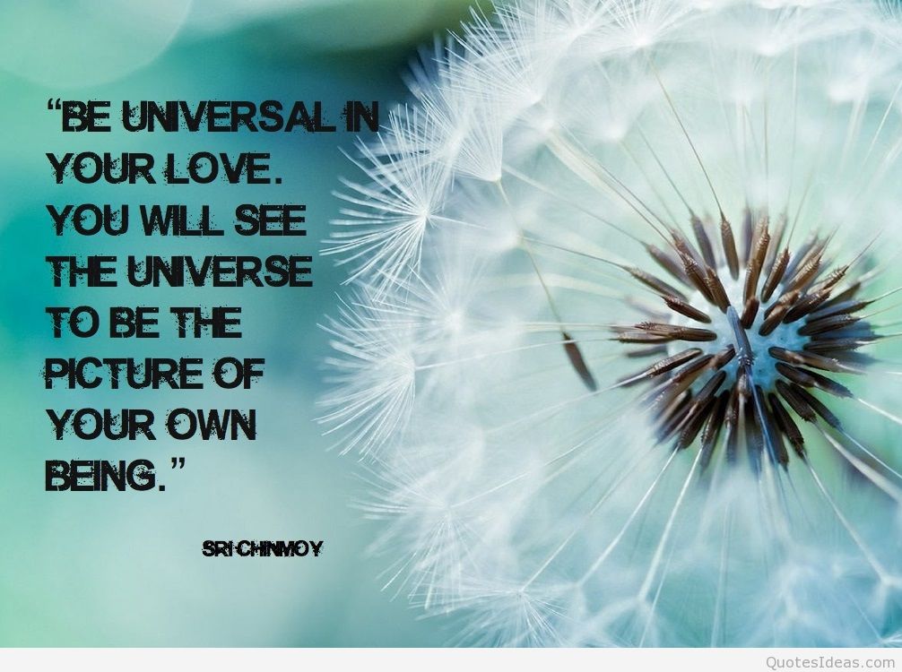 Be universal in your love. You will see the universe to be the picture of your own being. Sri Chinmoy