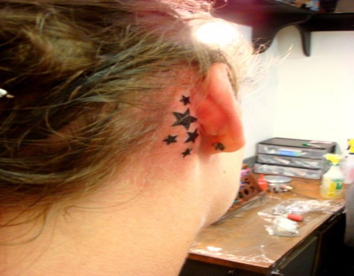Behind The Ear Star Tattoos