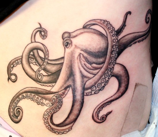 Black And White Octopus Tattoo Design