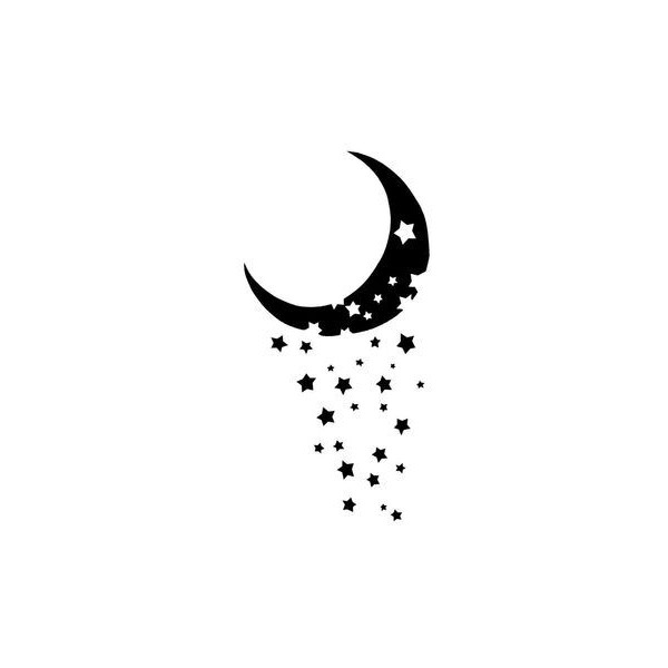 Black Ink Moon And Star Tattoos Design