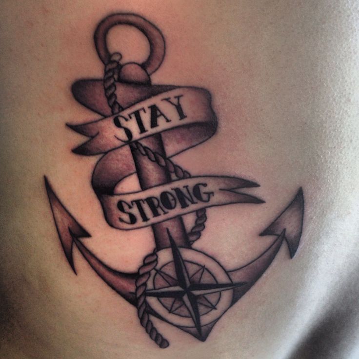 Black Ink Pirate Anchor With Banner Tattoo Design